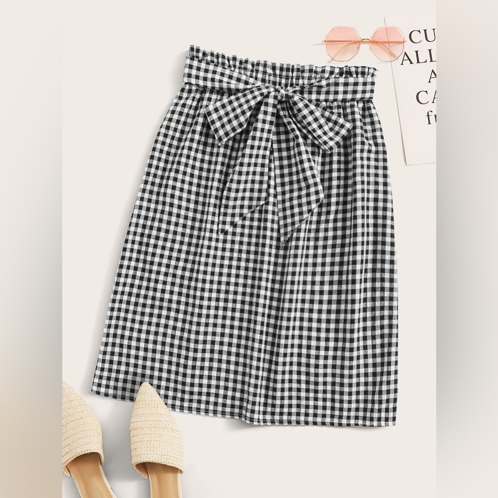 NEW WITH TAGS Gingham Paperbag Skirt
